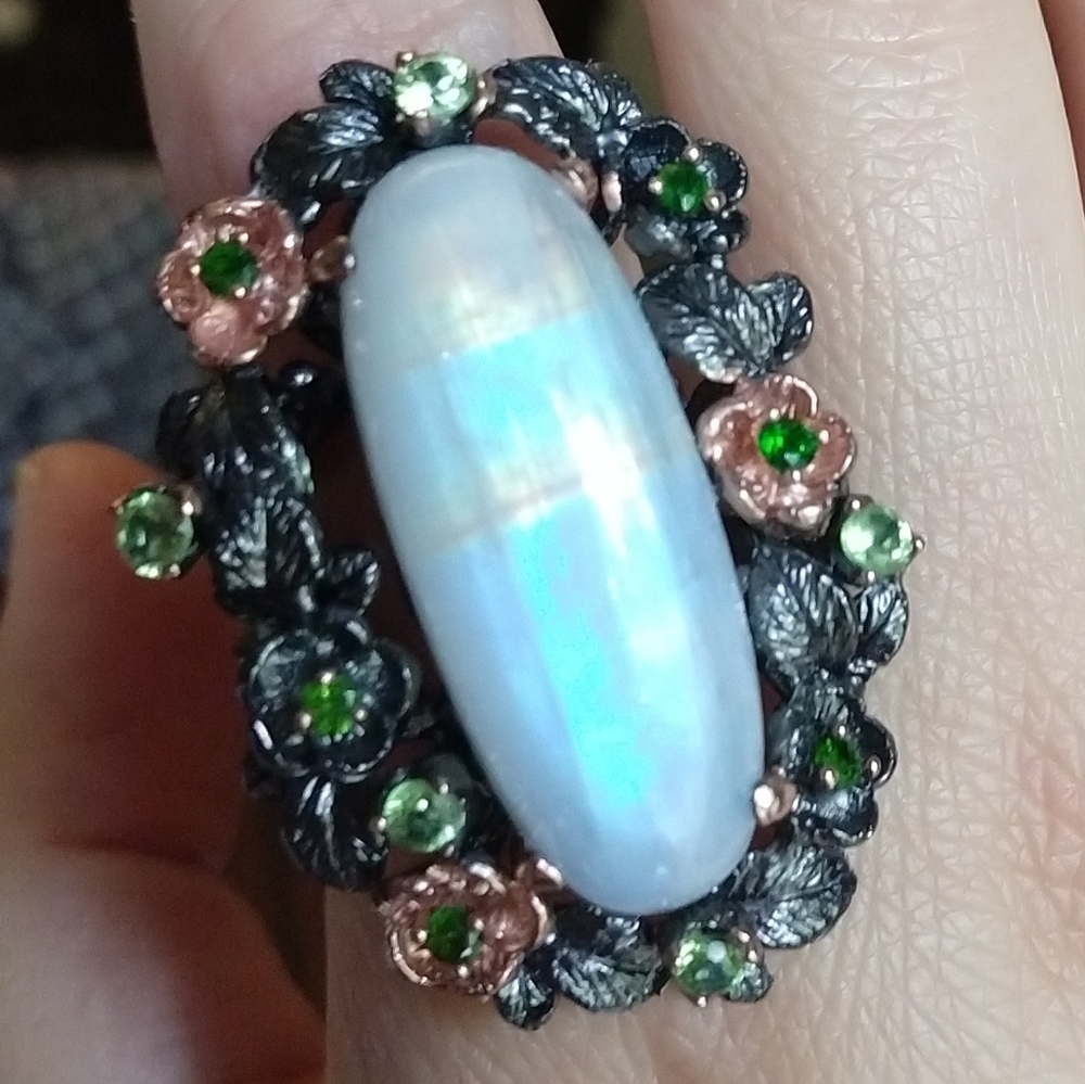 Natural moonstone sterling artistic ring